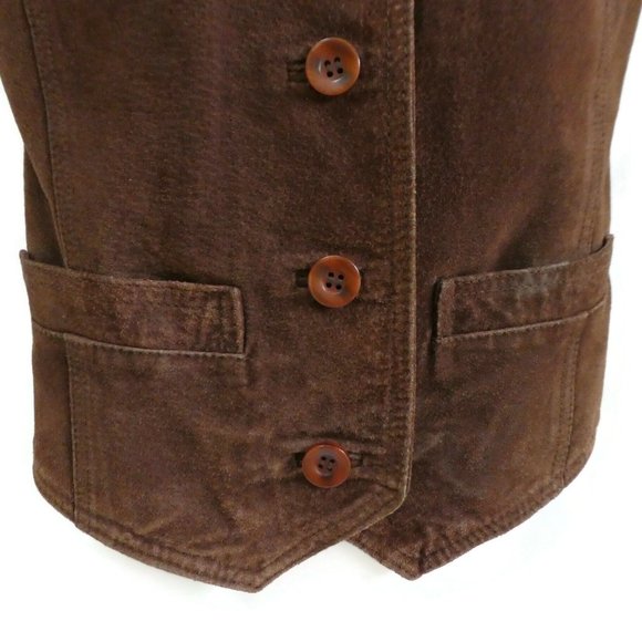 Kathy Ireland Vest Leather Suede Vintage Dark Brown Western Slot Pockets S - Picture 6 of 10